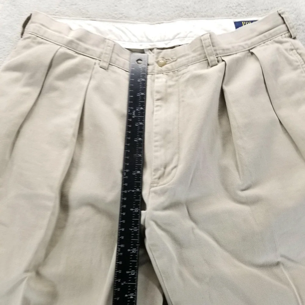 Polo Ralph Lauren Pants‎ Mens 36x30 Beige Pleated Chino Classic Baggy Trousers